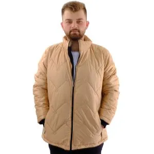 Mens Big Size dog collar Ribana Arm Zipper Coat U24611 Light Brown