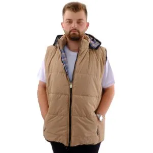 Big Size Mens Removable Hooded quilted Vest U24704 Light Brown