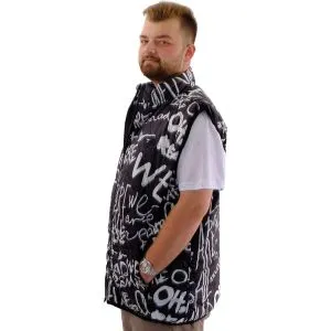 Büyük Beden Erkek Dik Yaka Kapitone Yelek U24706 Siyah-Beyaz