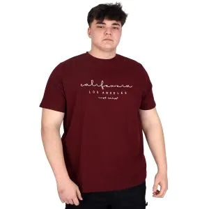Büyük Beden Erkek Tişört Baskılı LOS ANGELES WAFFLE U25001 Mürdüm