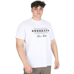 Büyük Beden Erkek Tişört Baskılı BROOKLYN WAFFLE U25002 Beyaz