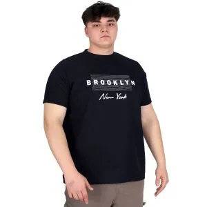 Big Size Mens T-shirt BROOKLYN WAFFLE U25002 Navy Blue