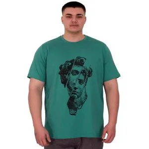 Büyük Beden Erkek T-Shirt Bisiklet Yaka Statue U25004 Çağla
