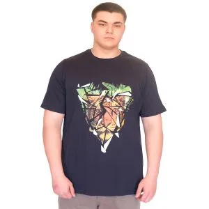 Big Size Mens T-Shirt Crew Neck TIGER U25007 Navy