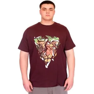 Büyük Beden Erkek T-Shirt Bisiklet Yaka TIGER Baskılı U25007 Mürdüm