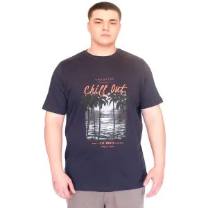 Big Size Mens T-Shirt Crew Neck CHILL OUT  U25008 Navy