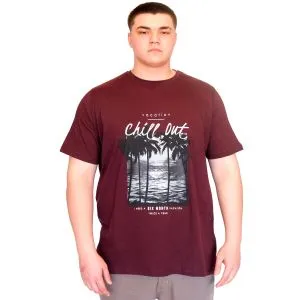 Büyük Beden Erkek T-Shirt Bisiklet Yaka CHILL OUT Baskılı U25008 Mürüdm
