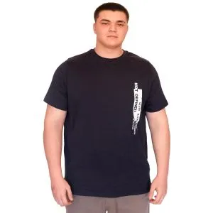 Büyük Beden Erkek T-Shirt Bisiklet Yaka NOT DEFINETS Baskılı U25009 Lacivert