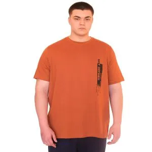 Büyük Beden Erkek T-Shirt Bisiklet Yaka NOT DEFINETS Baskılı U25009 Tarçın