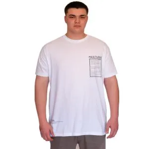 Büyük Beden Erkek T-Shirt Bisiklet Yaka FAULTLESS Basklılı U25011 Beyaz