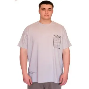 Büyük Beden Erkek T-Shirt Bisiklet Yaka FAULTLESS Basklılı U25011 Gri