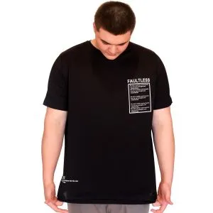 Big Size Mens T-Shirt Crew Neck FAULTLESS Basklılı U25011 Black