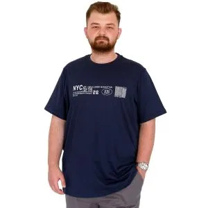 Büyük Beden Erkek T-Shirt Bisiklet Yaka NYC New York U25019 İndigo