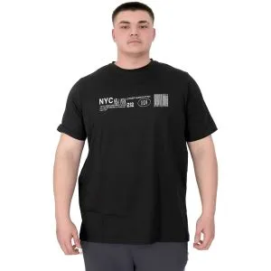 Büyük Beden Erkek T-Shirt Bisiklet Yaka NYC New York U25019 Siyah