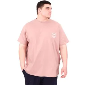 Büyük Beden Erkek T-Shirt Bisiklet Yaka GREAT U25024 Gül Rengi