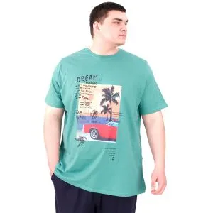 Büyük Beden Erkek Baskılı T-Shirt Palm Dream U25026 Çağla