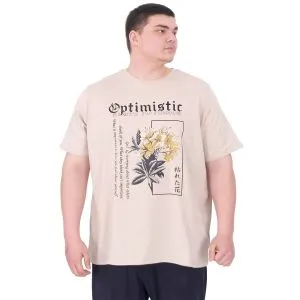 Büyük Beden Erkek T-Shirt Bisiklet Yaka OPTIMISTIC U25028 Bej