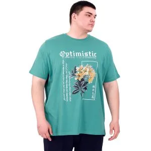 Büyük Beden Erkek T-Shirt Bisiklet Yaka OPTIMISTIC U25028 Çağla