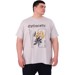 Büyük Beden Erkek T-Shirt Bisiklet Yaka OPTIMISTIC U25028 Gri