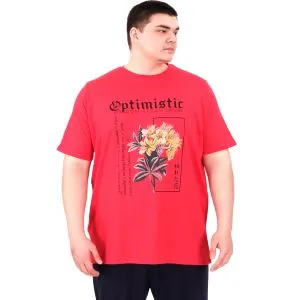 Büyük Beden Erkek T-Shirt Bisiklet Yaka OPTIMISTIC U25028 Kırmızı