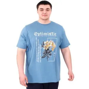 Büyük Beden Erkek T-Shirt Bisiklet Yaka OPTIMISTIC U25028 Mavi