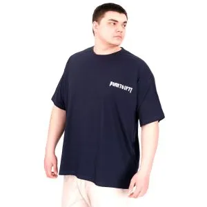 Büyük Beden Erkek T-Shirt Bisiklet Yaka BORN TOLYFT U25029 Lacivert