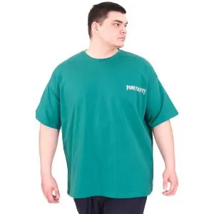 Büyük Beden Erkek T-Shirt Bisiklet Yaka BORN TOLYFT U25029 Nefti