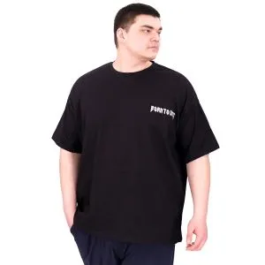 Büyük Beden Erkek T-Shirt Bisiklet Yaka BORN TOLYFT U25029 Siyah