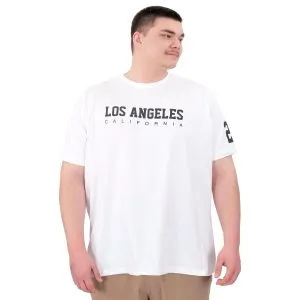 Büyük Beden Erkek Baskılı T-Shirt Los Angeles U25031 Beyaz