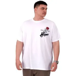 Büyük Beden Erkek T-Shirt Bisiklet Yaka ROSE U25032 Beyaz