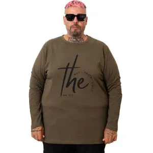 Plus Size Mens Long Sleeve Tshirt U25103 KHAKI