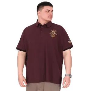 Büyük Beden Erkek Polo Yaka T-Shirt Nakışlı U25307 Mürdüm
