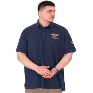 Büyük Beden Erkek Polo Yaka T-Shirt Nakışlı U25308 İndigo