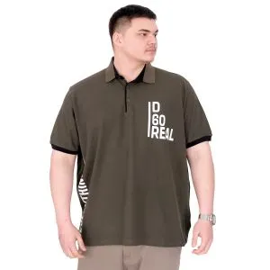 Büyük Beden Erkek T-Shirt Polo Yaka REAL U25309 Haki