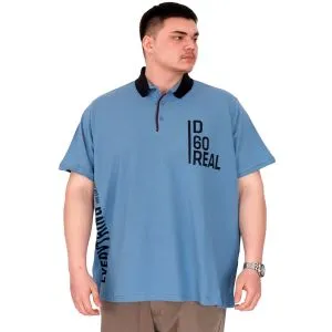 Büyük Beden Erkek T-Shirt Polo Yaka REAL U25309 Mavi