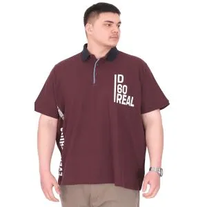 Büyük Beden Erkek T-Shirt Polo Yaka REAL U25309 Mürdüm