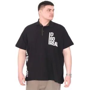 Büyük Beden Erkek T-Shirt Polo Yaka REAL U25309 Siyah