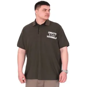 Büyük Beden Erkek T-Shirt Polo Yaka YOURSELF U25310 Haki