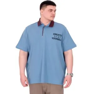 Büyük Beden Erkek T-Shirt Polo Yaka YOURSELF U25310 Mavi