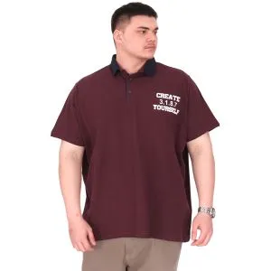 Büyük Beden Erkek T-Shirt Polo Yaka YOURSELF U25310 Mürdüm