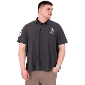 Büyük Beden Erkek T-Shirt Polo Yaka Nakış Detaylı U25311 Antrasit