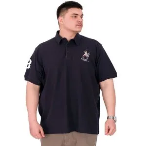 Büyük Beden Erkek T-Shirt Polo Yaka Nakış Detaylı U25311 Lacivert