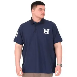 Büyük Beden Erkek T-Shirt Polo Yaka H BROUDED U25312 İndigo