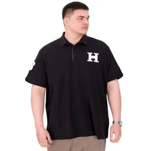 Büyük Beden Erkek T-Shirt Polo Yaka H BROUDED U25312 Siyah