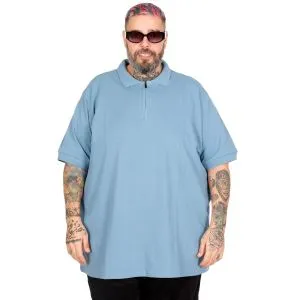 size Polo Zippered T-shirt 25550 Blue