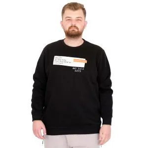 Büyük Beden Erkek Bisiklet Yaka Sweatshirt DAYS U25801 Siyah