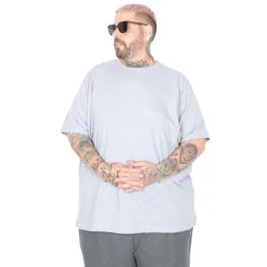 Big-Tall Men Round Collar T-Shirt Basic 20031 Gray Melange