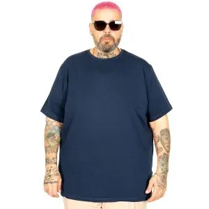 Büyük Beden Likralı T-shirt Bisiklet Yaka 20149 İndigo