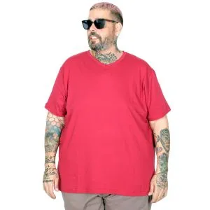 Büyük Beden T-Shirt V Yaka Likralı 20150 Bordo