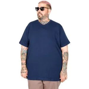 Büyük Beden T-Shirt V Yaka Likralı 20150 İndigo